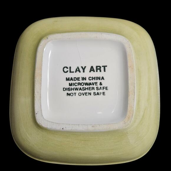 Clay Art Handpainted Square Plates Set of 4 Multicolor Abstract Pattern - Picture 7 of 7